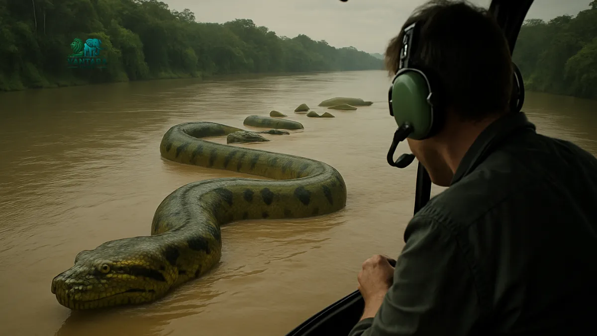 अमेजन नदी में तैरता नजर आया विशालकाय एनाकोंडा